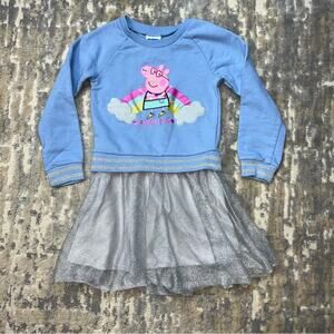 2003 Vintage Peppa Pig Toddler Girls Long Sleeve Tulle Tutu Dress 5T